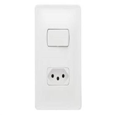 Imagem de Interruptor Pial Zeffia 1 Tecla Simples+Tomada 2p+T 10A 250V Com Placa