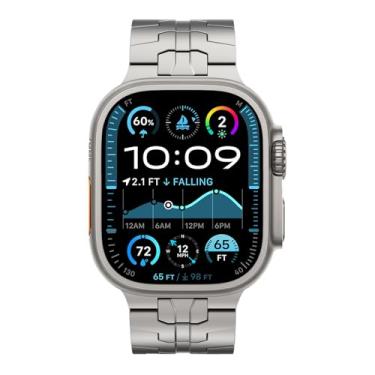 Imagem de KADES Pulseira De Aço Inoxidável 24 Mm Largura Para Apple Watch Ultra 2/Ultra 49 Mm, Substituição Metal Com Elos Ajustáveis, Fecho Dobrável, Smartwatch Resistente A Arranhões Homens, Titânio
