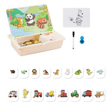 Imagem de Rrlihjgu Caixa Magnética de Quebra-Cabeça | Jogo Magnético para Crianças em Idade Pré-Escolar | Atividades Criativas para Viagens de Carro com Estojo para Crianças Meninos Meninas Creche Jardim de