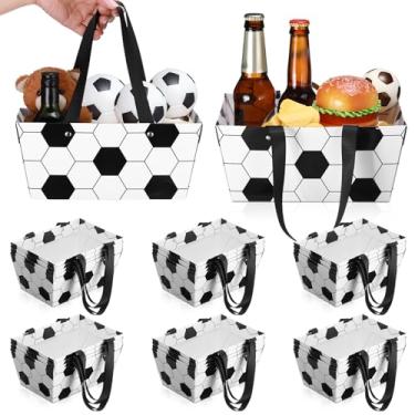 Imagem de Glenmal 24 cestas de futebol para presentes de 24 cestas de papel kraft à prova d'água com alças vazias para encher para brindes de festa esportiva, presentes de Natal