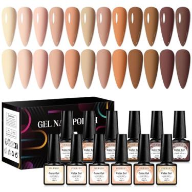 Imagem de Four Lily Conjunto de esmalte de gel 12 cores, marrom nude, castanhas assadas, chocolate, gel polonês neutro, bege, cáqui, kit para todas as estações, arte de unhas, manicure, faça você mesmo para