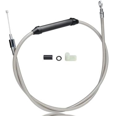 Imagem de MoKitDora +Cabo de embreagem de comprimento estendido de 30,5 cm vinil preto para Harley Touring Dyna Softail Twin Cam 2007-2016 e modelos M8 posteriores 2007-2016, transmissão de 6 velocidades com