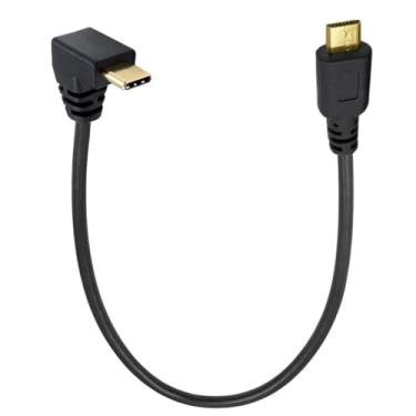 Imagem de GLHONG Ângulo USB tipo C para cabo micro USB, 90 graus USB-C macho para micro-B macho conversor adaptador para MacBook Pro, laptop, dispositivos Android (apenas para carregamento) (USB C/tipo C