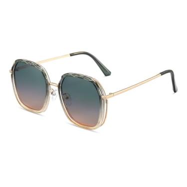 Imagem de HCPIHF Óculos de sol redondos polarizados da moda para mulheres com armação de metal leve UV400 (2)