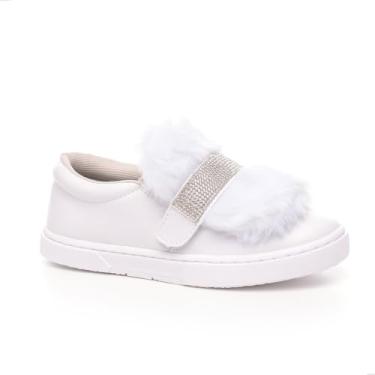 Imagem de Tênis Feminino Infantil Tenehi Slip On Branco 3 em 1 com Pelúcia e Strass Conforto e Estilo (branco, BR, Criança de 9 a 12 anos, Numérico, 31)