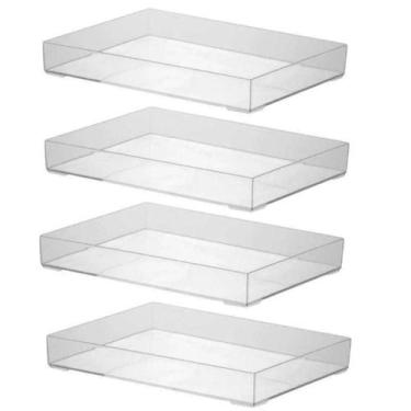 Imagem de Kit 4 Bandejas Em Acrílico Cristal 34,5x25x4,7cm - Paramount