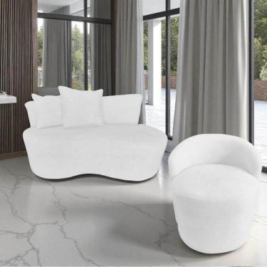 Imagem de Kit Namoradeira + Poltrona Yara Orgânica Couro Branco - Mansão Decor