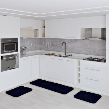 Imagem de Jogo Kit Tapete Cozinha Anti Derrapante 3 Uni Preto