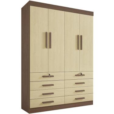 Imagem de Guarda Roupa Mônaco Plus Castanho Linho 4 Portas 8 Gavetas D?doro