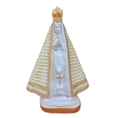 Imagem de Imagem Nossa Senhora Aparecida Decorada Com Pérolas 27cm Linda Pérola