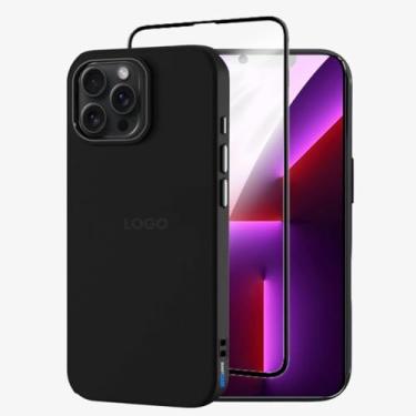 Imagem de Kit Capa Capinha Case Proteção Premium Preta Anti Impactos + Película de Vidro 3d (iPhone 13 Pro)