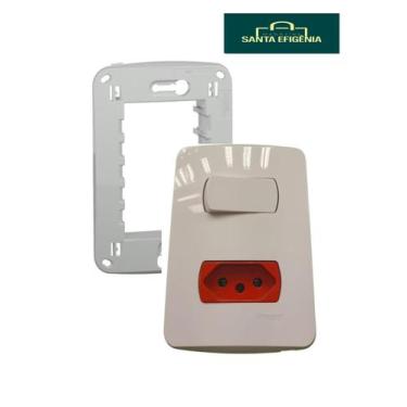 Imagem de Kit Conjunto 4x2 Tomada 20A Vermelho Interruptor Miluz Schneider