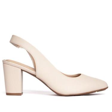 Imagem de Sapato Feminino Modare Slingback Salto Bloco Creme, Creme, 37