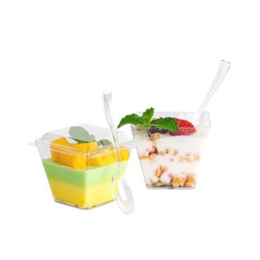 Imagem de Copos de sobremesa NZVCN, pacote com 100 ml, 120 ml, colheres e tampas