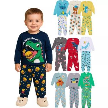 Imagem de Kit Sortido 10 Peças Pijama Infantil Bebê Menino Manga Comprida kit 5 