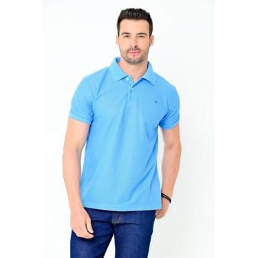 Imagem de Camisa Polo Piquet Lisa Masculina Camisaria Colombo, Azul celeste, 4