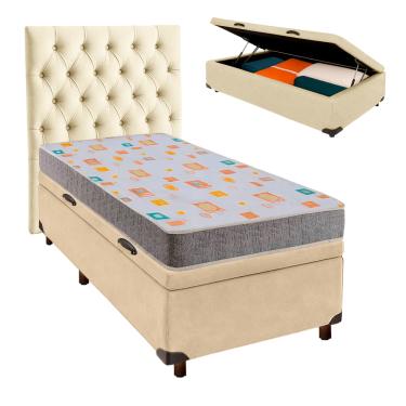 Imagem de Kit Cama Box Bau + Cabeceira + Colchão Solteiro D20 - D20 - Inducol