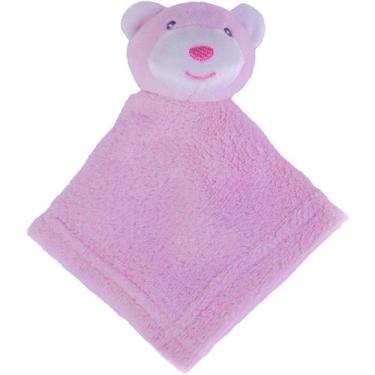 Imagem de Naninha para Meninas Coral Fleece 100% Poliéster 27x27cm Urso Rosa - B