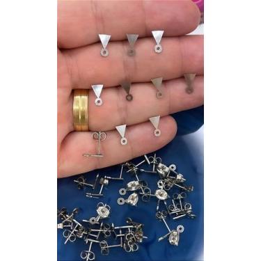 Imagem de Base de Brinco Aço Inox Triângulo - 01 Par de Brincos - no-brand