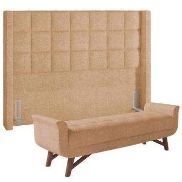 Imagem de Kit Cabeceira Cama Box Paris 160cm Com Puff Recamier Itália P05 Bouclê