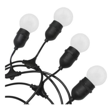 Imagem de Varal De Luz Ip65 5mt Com 10 Soquetes Embuled +10 Lâmpada Led Bolinha 