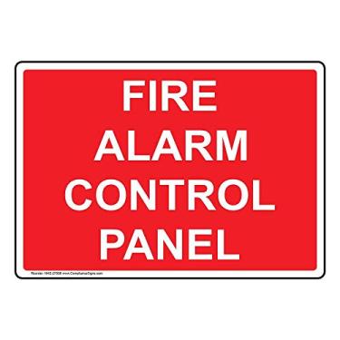 Imagem de ComplianceSigns. Com Adesivo de Painel de Controle de Alarme de Incêndio, 12,7 x 9 cm. Pacote com 4 Vinil para Segurança contra Incêndio/Equipamento