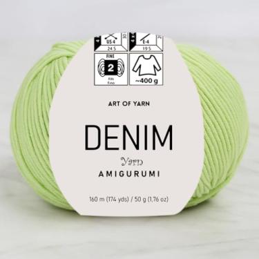 Imagem de Jeans Amigurumi Fio Arte 55% Algodão 45% Poliacrílico 50 g 174 m Macio Suave Esporte Fino (2) Cobertores de Tricô Crochê Roupas de Bebê Mais Cores (Verde Salada, Pacote 1)