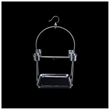 Imagem de YAYA2021-SHOP Gaiola de pássaro de aço inoxidável Suporte de papagaio pequeno e médio grande rack de pássaro pele de tigre Myna gaiola de pássaro com chassi de copo de comida para periquitos canários