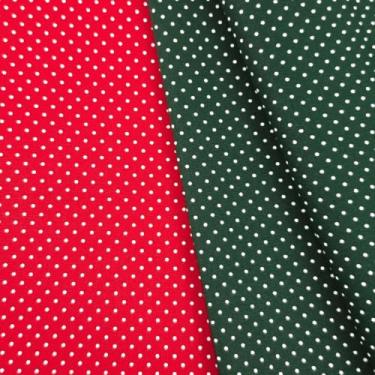 Imagem de Kit Tecido Tricoline Composê Natal Poá Vermelho e Verde 50cm x 1,50m 100% Algodão – 2 Cortes para Costura Criativa, Patchwork e Artesanato -