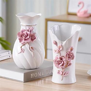 Imagem de Vaso de cerâmica decoração de casa design criativo porcelana vaso de flores decorativo para decoração de casamento (cor: D, tamanho (D