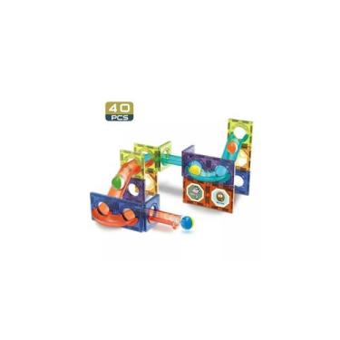 Imagem de Bloco de construção magnético com pista de bolas de 40 peças para cria