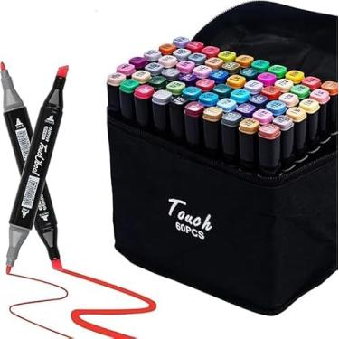 Imagem de Caneta Marcador Touch 60 Cores Para Colorir Desenho Conjunto De Canetinhas Pontas Duplas Codificados por Cores Vivas para Pintar Bobbie Goods