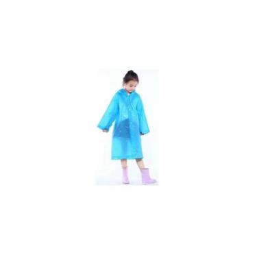 Imagem de Capa de poncho infantil impermeável, chuva e vento, chapéu azul - Ligh