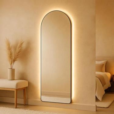 Imagem de Espelho Grande 110x40cm Corpo Inteiro com LED Touch Bivolt 3 Cores Que