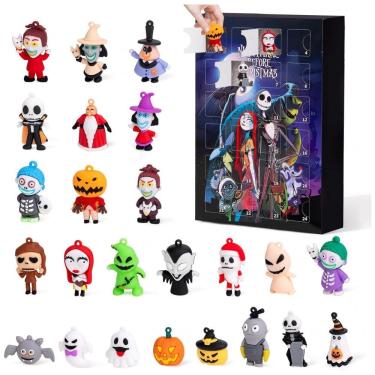 Imagem de Calendário do Advento de Halloween 2025, Calendário do Advento Pesadelo Antes do Natal, com 24 Colecionáveis para Crianças, OFRYH,