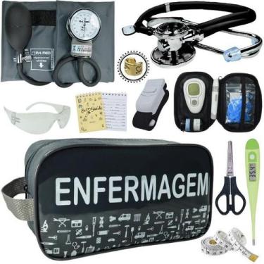 Imagem de Kit Enfermagem Aparelho de Pressão Estetoscópio Medidor Glicose Pa Med