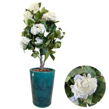 Imagem de Planta Hortência Artificial Realista Completa Vaso Arranjo - Flor Imp