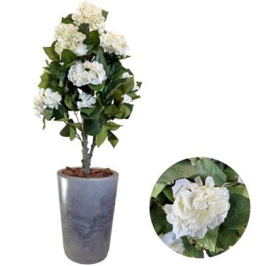 Imagem de Planta Hortência Artificial Realista Completa Vaso Arranjo - Flor Imp