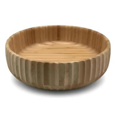 Imagem de Tigela Bowl Saladeira De Bambu Médio Salada Frutas Canelado Alimento C