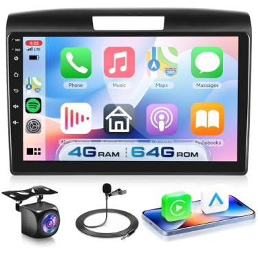 Imagem de 4G + 64G Android 15 estéreo automotivo para Honda CRV C-R-V 2012-2016 com Carplay sem fio Android Auto, tela sensível ao toque 1280 x 720 GPS/WiFi/Bluetooth 5.0/FM/32EQ/SWC/câmera reserva