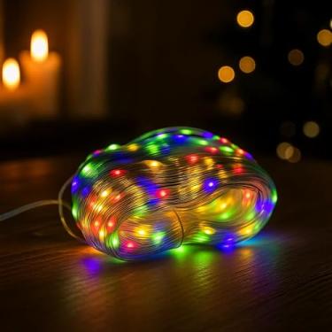 Imagem de Genérico, Cordão Pisca Piscal Led Linha 30M com Lampadas Formato Gota 110V 8 Modos Iluminação Natal Casamentos Cor:Colorido