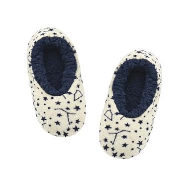 Imagem de DICUIRD Meias femininas com garras, felpudas com parte inferior antiderrapante, chinelos aconchegantes e felpudos, Estampa de estrela branca, 8-10