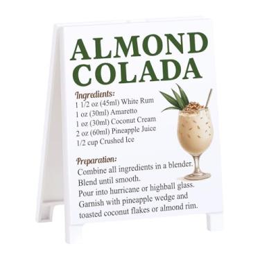 Imagem de Receita de amêndoa colada decoração de bar rústico para casa café fazenda placa de coquetel para cozinha bar carrinho acessórios mixologia presente de Natal para bartender homens mulheres novo casal