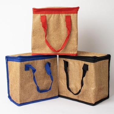 Imagem de Bolsa Térmica de Linho 14L Premium Reutilizável Lancheira Piquenique P