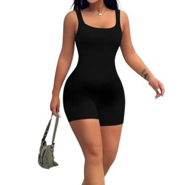 Imagem de Macaquinho Modelador Compressão Bermuda Fitness Ginástica Academia Cor