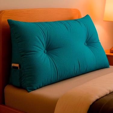 Imagem de Almofada de Cabeceira Encosto Apoio para Lombar com Bolso Lateral 90x50x20  - BF Colchões