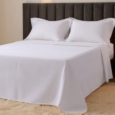 Imagem de Jogo de Cama King 300 Fios Percal 100% Algodão com Bordado 4 Peças BF Colchões