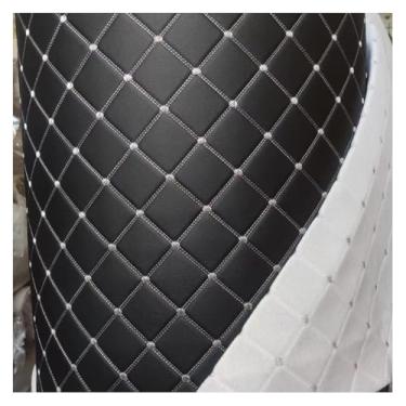 Imagem de Acolchoado Couro Sintético Vinil PVC À Prova D'água Diamante Almofada Acolchoada Forro Estofamento de Linho (Preto (Linha Cinza), 1,6 x 8 m)