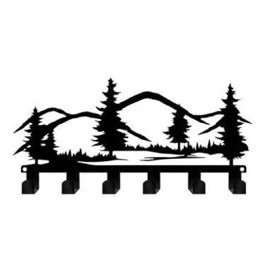 Imagem de MotiveTech Porta-chaves para porta-toalhas de parede, arte de parede com 6 ganchos, porta-utensílios de cozinha, cabide para roupas, chapéus, para corredor, sala