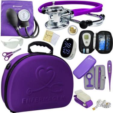 Imagem de Kit Enfermagem Maleta Super Luxo Completa Aparelho Esteto Estagio Medi